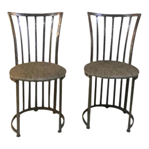 1960s Shaver Howard Moder Slatted Brushed Steel Chairs - A Pair
