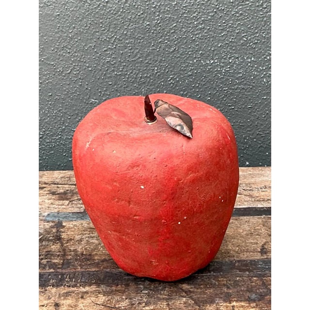Vintage Monumental Red Painted Plaster Apple For Sale In West Palm - Image 6 of 12