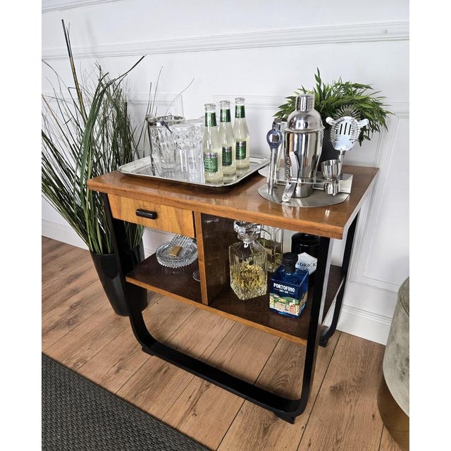 Mid-Century Italian Art Deco Style Walnut Burl Dry Bar Cabinet, 1940s For Sale - Image 3 of 8