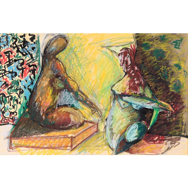 Abstract 9950 Seeking Advice From the Buddha - Figurative in Pastel on Paper by Michael William Eggleston For Sale - Image 3 of 7