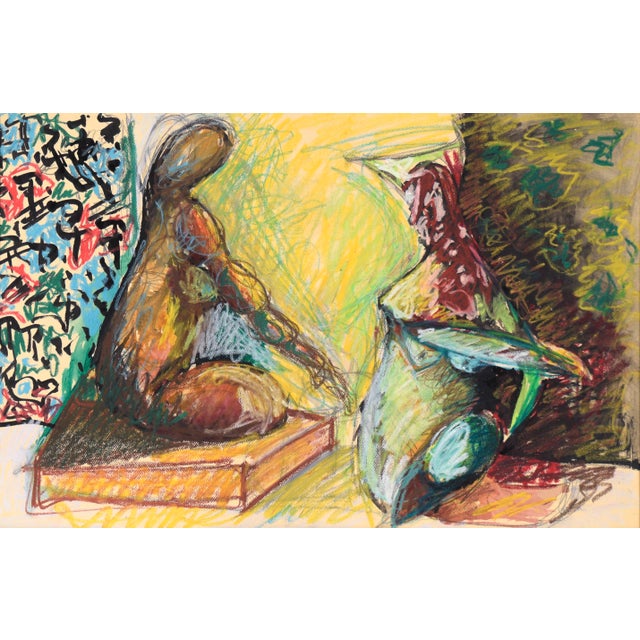 Abstract Seeking Advice From the Buddha - Figurative in Pastel on Paper by Michael William Eggleston For Sale - Image 3 of 7