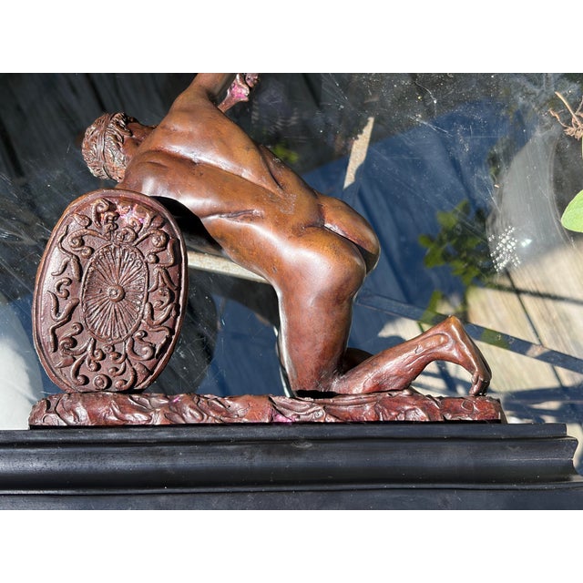 Mediterranean Vintage Bronze Statue of Wounded Warrior by Monnot For Sale - Image 3 of 10