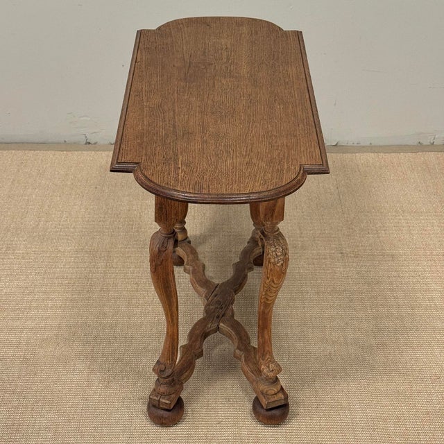 18th Century French Hand-Carved Side Table in Stripped Oak For Sale - Image 9 of 18