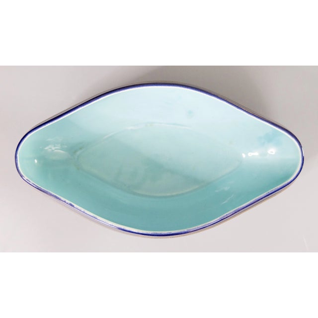 1900 - 1909 Antique Neoclassical French Sarreguemines Majolica Cobalt Blue & Gilt Oval Centerpiece Bowl For Sale - Image 5 of 10