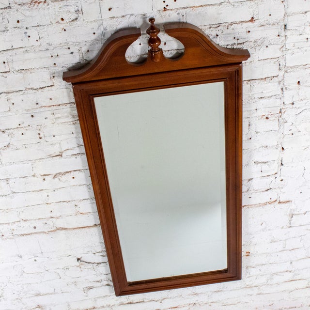 Mid to Late 20th Century Chippendale Style Wall Mirror Rectangular With Arched Carved Pediment Top For Sale - Image 6 of 18