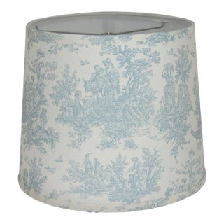 16" Light Blue Toile Print Drum Lamp Shade For Sale