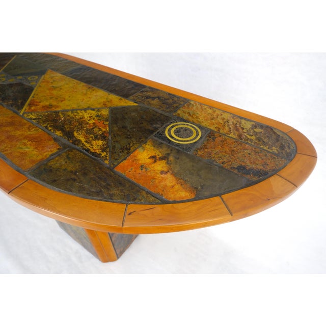 Roger Capron Boomerang Shape Slate Tile Top & Base Mid Century Modern Studio Coffee Table For Sale - Image 4 of 16
