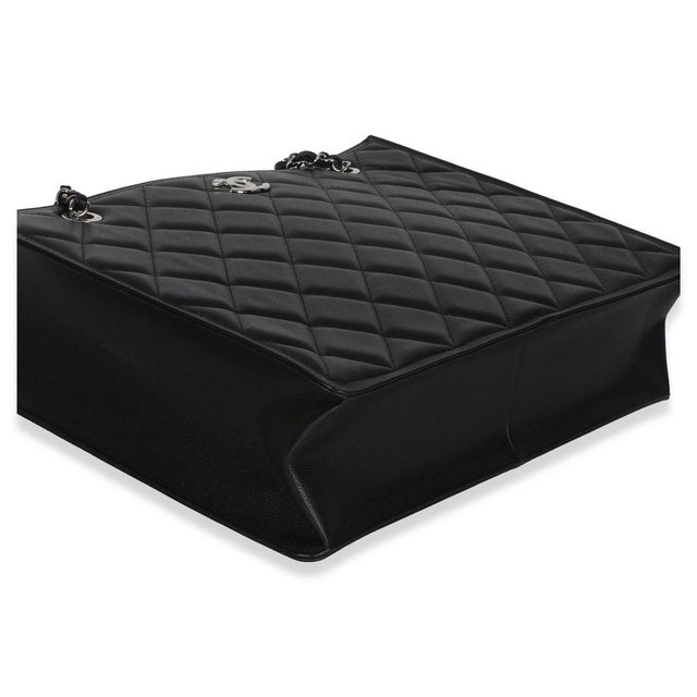 Black Quilted Caviar CC Shopping Tote For Sale In New York - Image 6 of 9