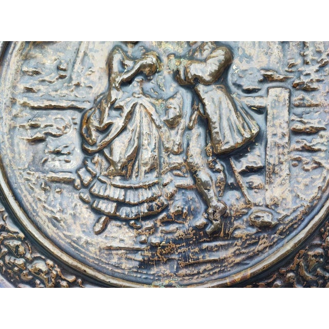 Art Deco Decorative Brass Plate with Copper Engraving, 1930s For Sale - Image 6 of 7