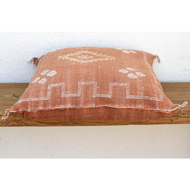 1990s 24"Clay Medallion Moroccan Silk Pillow For Sale - Image 5 of 8