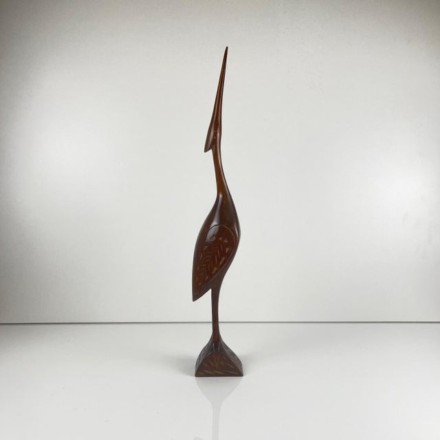 Carved Wooden Heron Statue, Mid-20th Century For Sale - Image 6 of 10