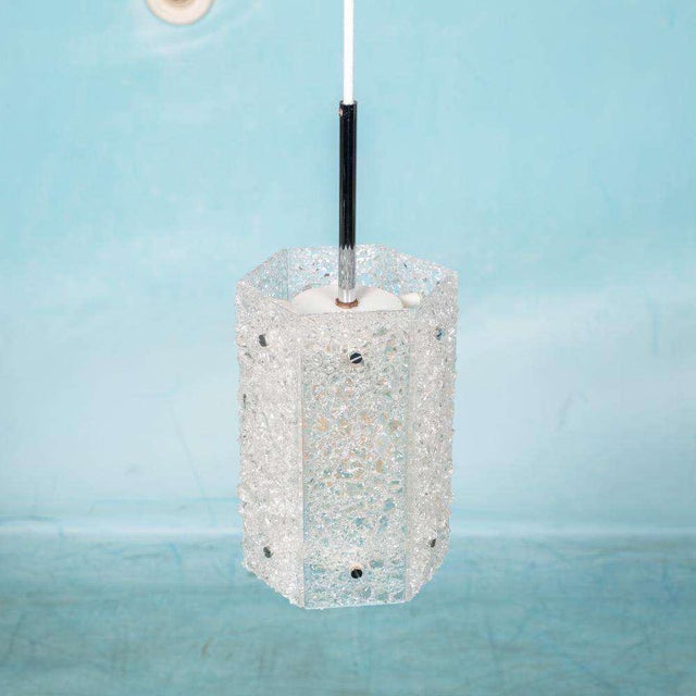 Vintage Hexagon Glass Hanging Lamp, 1970s For Sale - Image 4 of 18