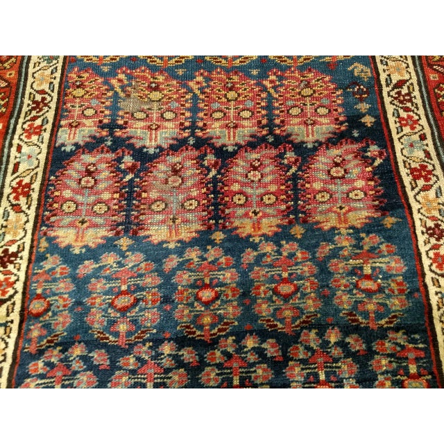 19th Century Persian Bidjar Runner, Hand-Knotted Wool, Allover Paisley Pattern, Blue & Red, 3x9 For Sale - Image 12 of 14