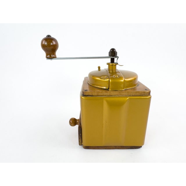 Mustard Vintage Peugeot Frères French Coffee Grinder in Mustard Gold, Mid-20th Century For Sale - Image 8 of 11