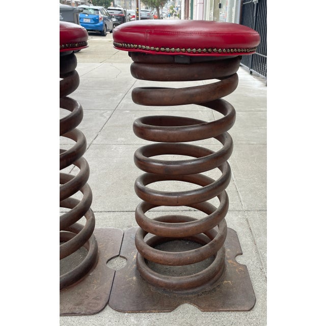 2000 - 2009 Pair of Industrial Springs Stools For Sale - Image 5 of 9