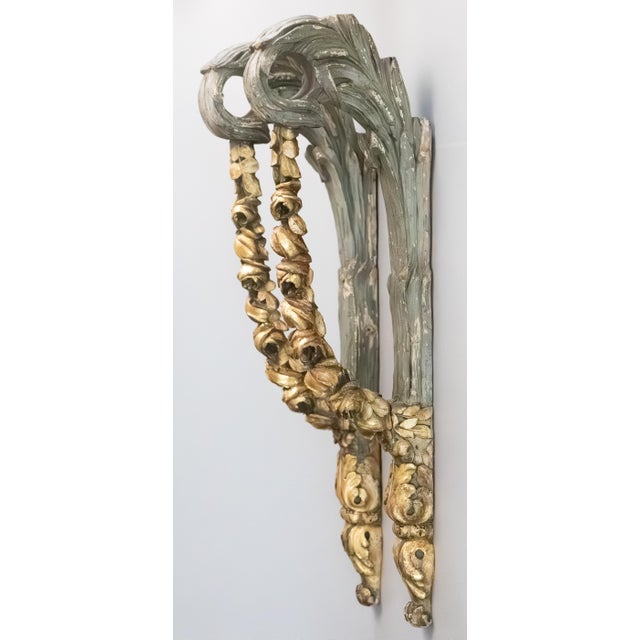 Romantic 19th Century French Gray & Giltwood Roses Hanging Architectural Fragments Wall Swags - A Pair For Sale - Image 15 of 15