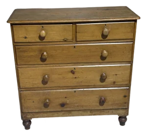 Antique Pine Two Over Three Drawers - Chest of Drawers From England