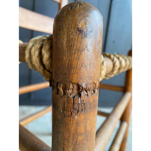 Brown Late 19th C. Organic Modern Wabi Sabi Folk Primitive Rope Seat Chair For Sale - Image 8 of 13