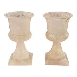Pair of Polished Rock Crystal Vases For Sale
