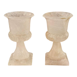 Pair of Polished Rock Crystal Vases
