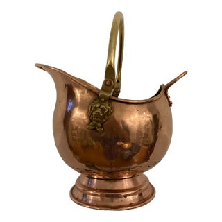 Circa 1890 Copper and Brass Helmet Coal Scuttle For Sale