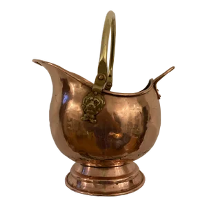 Circa 1890 Copper and Brass Helmet Coal Scuttle