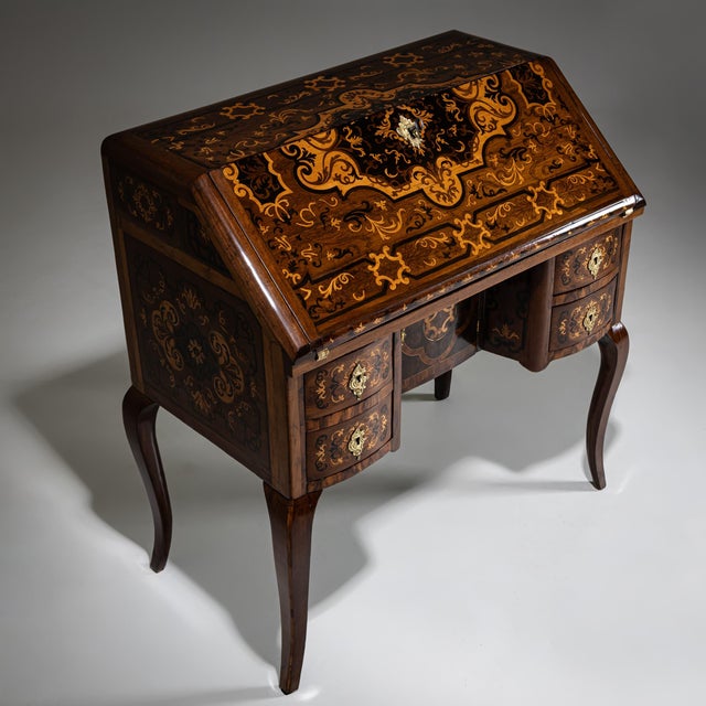 Antique Baroque Fall-Front Secretaire with Marquetry Surface, 1700s For Sale - Image 15 of 18
