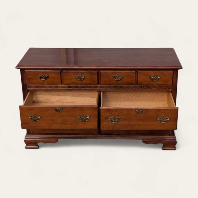 Wood Vintage Stanley Furniture Six-Drawer Wood Lowboy Dresser For Sale - Image 7 of 18
