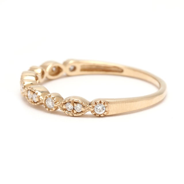 Thin .18ctw Diamond Band Ring, 14k Yellow Gold, Ring Size 7.75 For Sale - Image 4 of 5