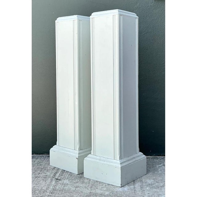 Mid 20th Century Vintage Architectural Wood Pedestals - A Pair For Sale - Image 5 of 12