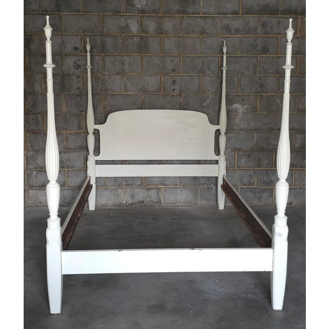 Early 20th Century Early 20th C. Chippendale Style Mahogany Enameled Full Size Poster BedFrame For Sale - Image 5 of 8