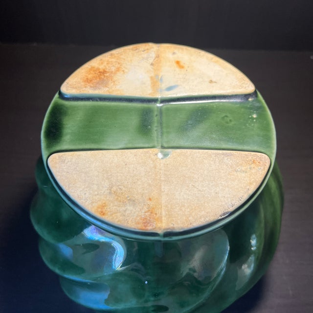 Ceramic Mid 20th Century Bottle Green Ceramic Swirl Planter For Sale - Image 7 of 9