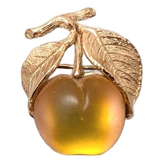 Vintage Signed Napier Goldtone Yellow Peach Brooch For Sale