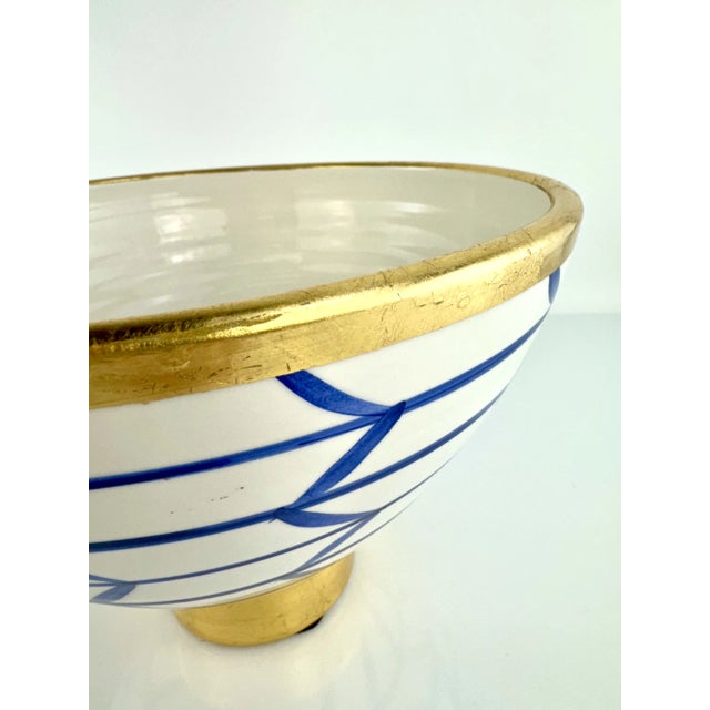 Ceramic Vintage Abigails Artisanal Italian Hand-Painted Ceramic Bowl With Gold Leaf Detailing For Sale - Image 7 of 11