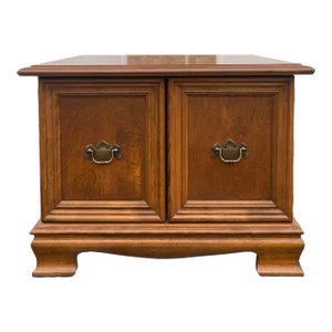 Vintage Ethan Allen Heirloom Chippendale Nutmeg Maple Square Commode Side Table