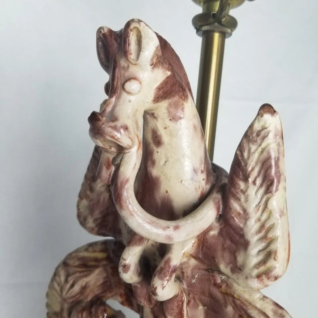 Early 20th Century Figurative Vase Lamp Depicting a Winged Horse For Sale - Image 5 of 11