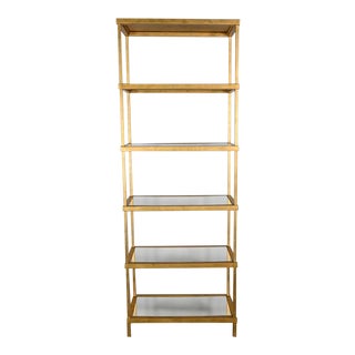 Hollywood Regency Modern Chelsea House Gold Finished Tall Etagere Mirrored Shelves For Sale