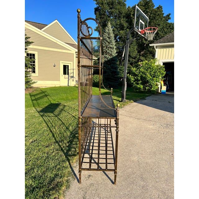 Black Vintage French Style Iron, Slate and Glass Bakers Rack For Sale - Image 8 of 10