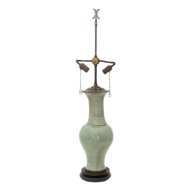 Chinese Longquan Celadon Vase Mounted as a Lamp For Sale