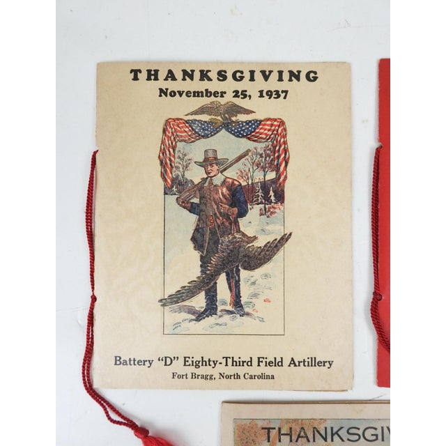 Set of 3 1936 and 1937 Christmas and Thanksgiving programs for Battery "D" 83rd Field Artillery holiday menu programs....