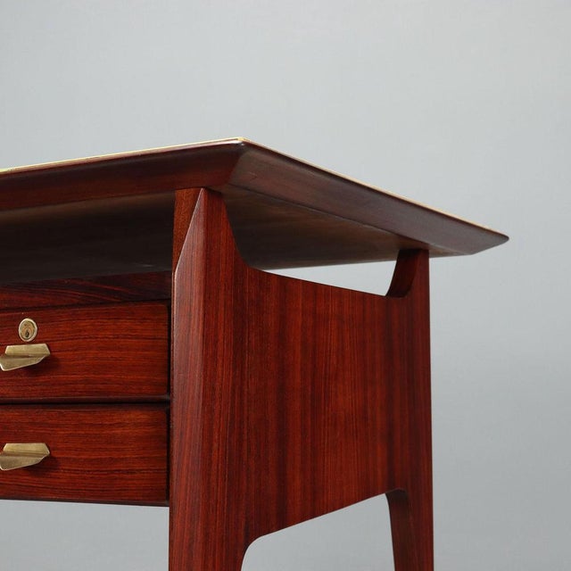 Vintage Desk with Exotic Wood Veneer, 1960s For Sale - Image 3 of 10