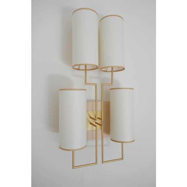 Tiges4 Wall Sconces in Patinated Gold Metal and Fabric by Aymeric Lefort, Set of 2 For Sale - Image 14 of 16
