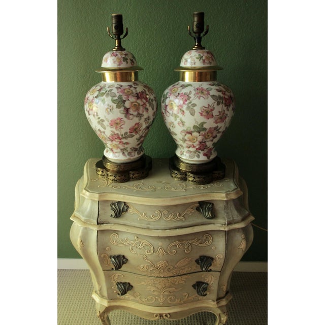 Rose Schumann Arzberg Bavaria Briar Rose Porcelain Table Lamps For Sale - Image 8 of 10