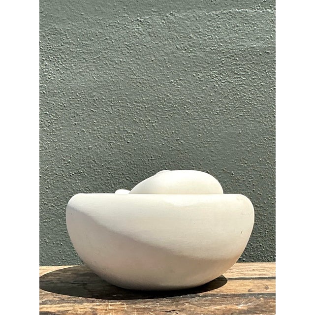 Vintage Matte Glazed Ceramic Tabletop Pebble Fountain For Sale - Image 11 of 12