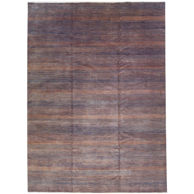 Textile 2020s Contemporary Savannah Wool Rug With Orange & Blue Geometric Motif For Sale - Image 7 of 7