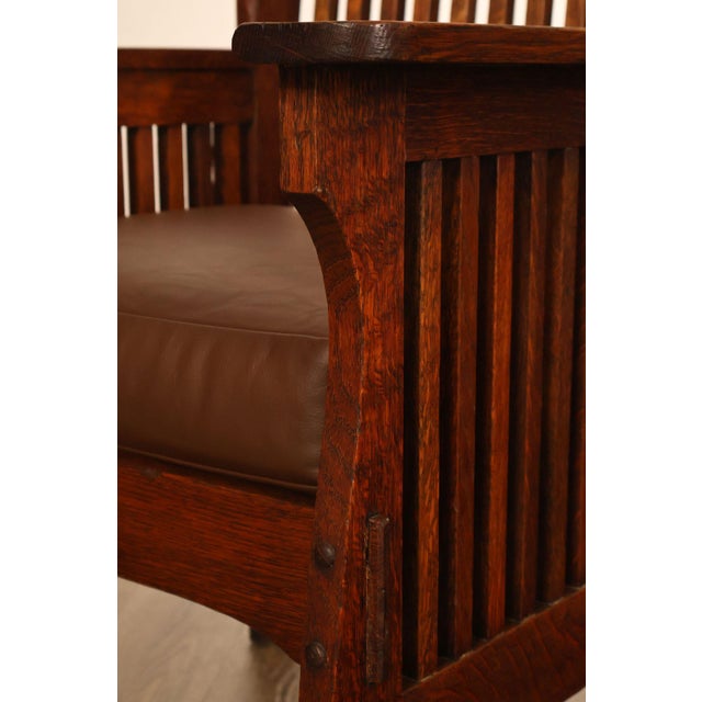Michigan Chair Company Arts And Crafts Oak Armchair For Sale - Image 16 of 18