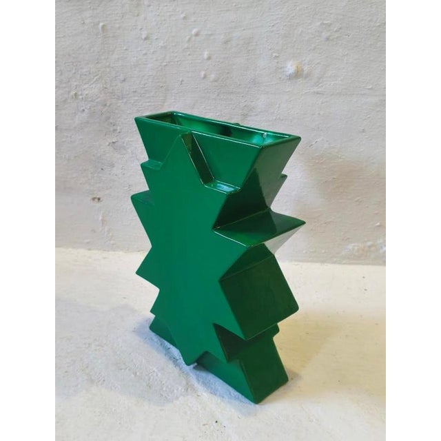 Green Ceramic Ilios Vase by Florio Keramia, 1990s For Sale - Image 8 of 9