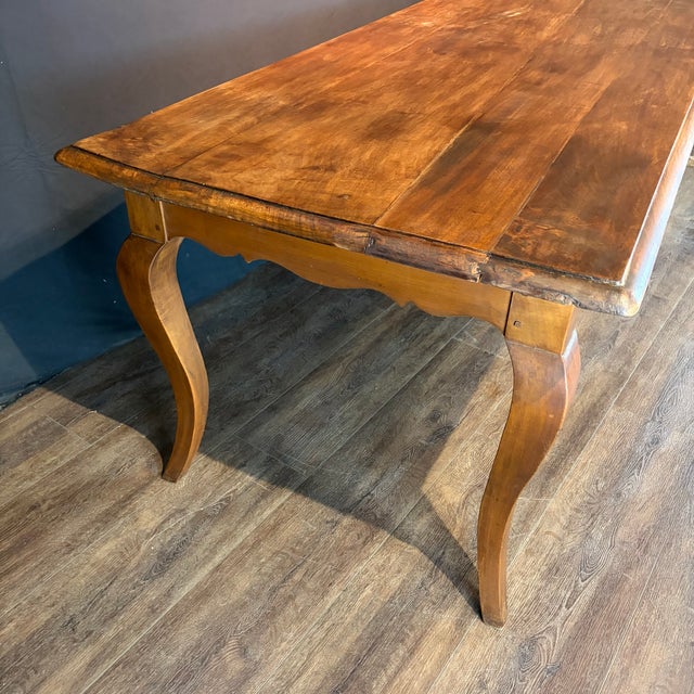 Mid 19th Century 19th Century French Louis XV Walnut Farmhouse Table With Single Drawer For Sale - Image 5 of 11