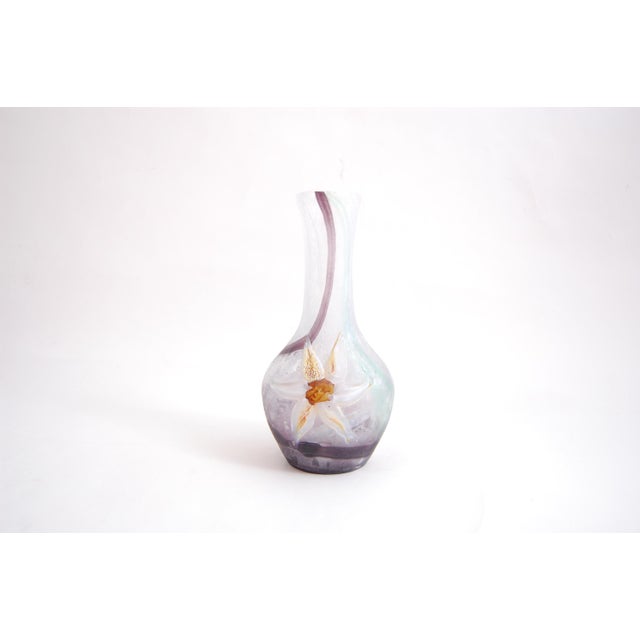 Glass Vase with Acid-Etched Daffodil by Emille Galle For Sale - Image 7 of 7