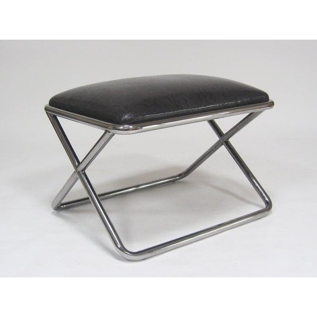 Chrome Ward Bennett Scissor Chair Ottoman/Stool For Sale - Image 8 of 10